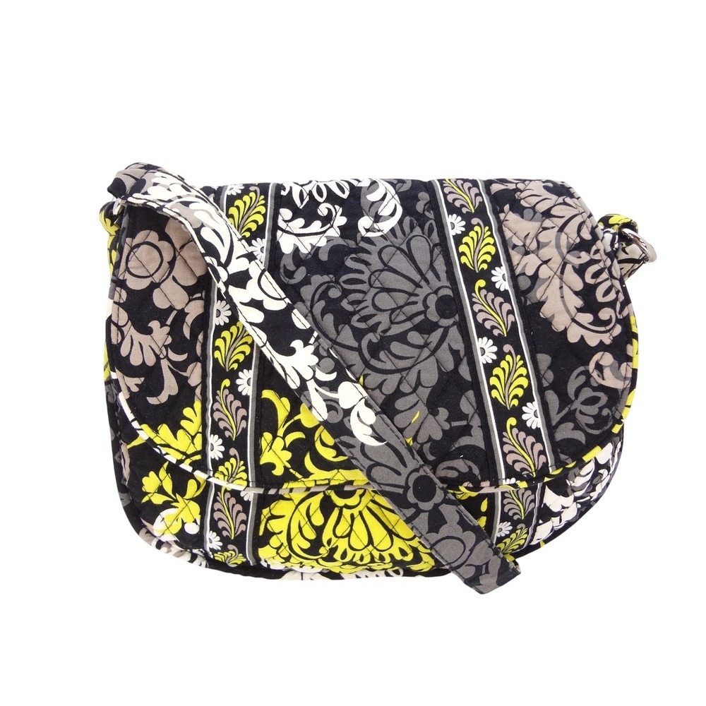Vera‎ Bradley Baroque Quilted Cotton Crossbody Messenger Bag Yellow Black
